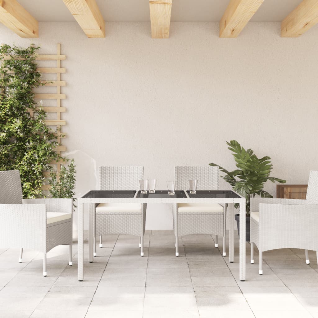 Garden Table With Glass Top 150X90X75 Cm Poly Rattan