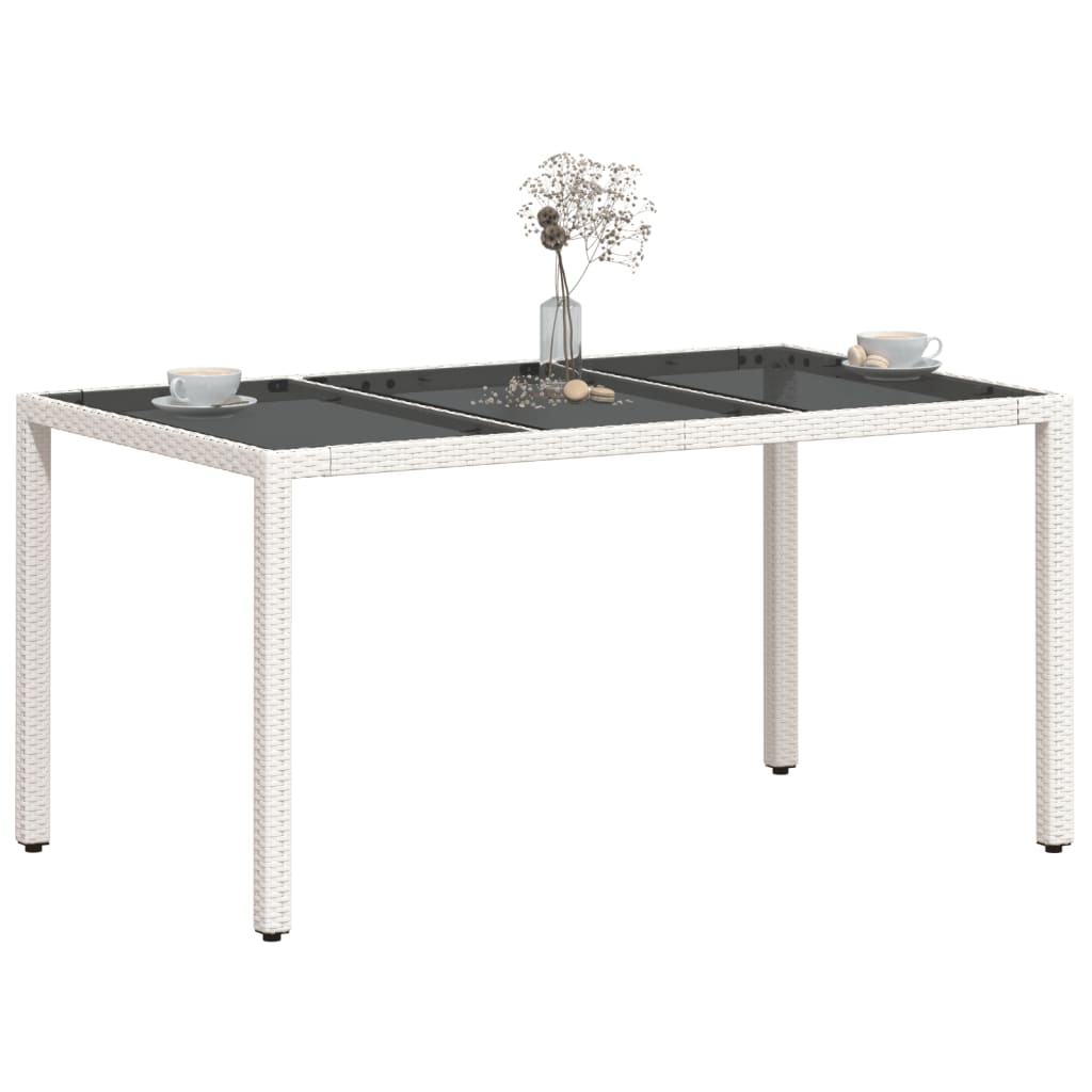 Garden Table With Glass Top 150X90X75 Cm Poly Rattan