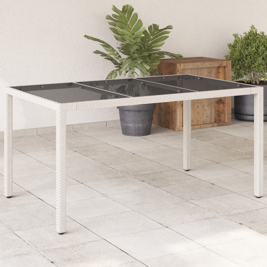 Garden Table With Glass Top 150X90X75 Cm Poly Rattan
