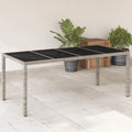 Garden Table With Glass Top 190X90X75 Cm Poly Rattan