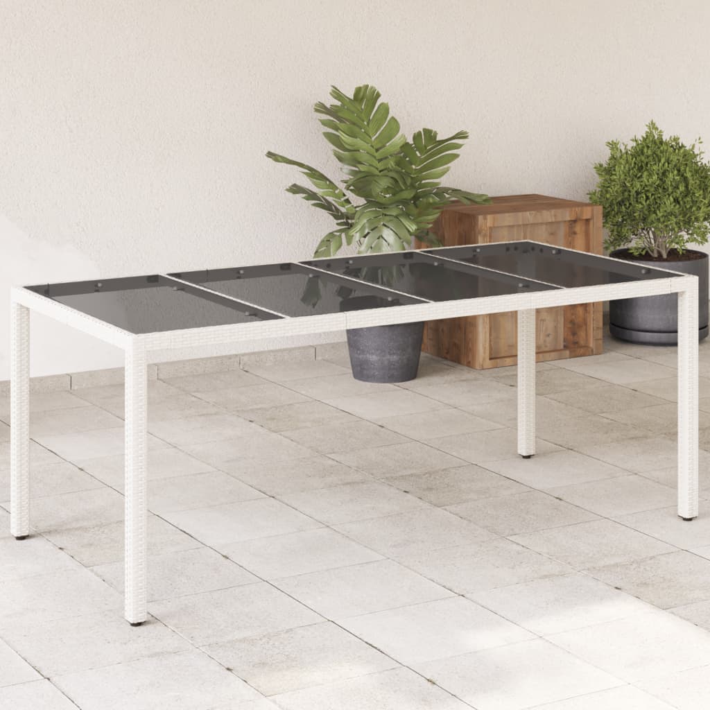 Garden Table With Glass Top 190X90X75 Cm Poly Rattan