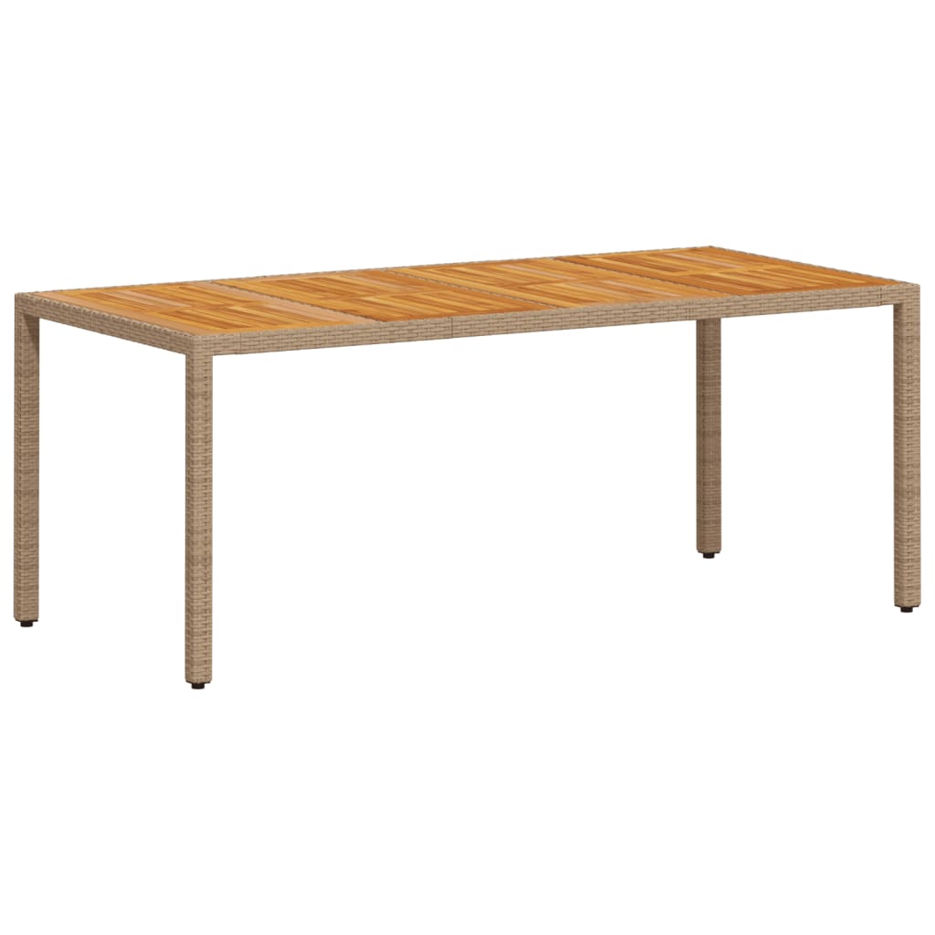 Garden Table 190X90X75 Cm Poly Rattan Acacia Wood