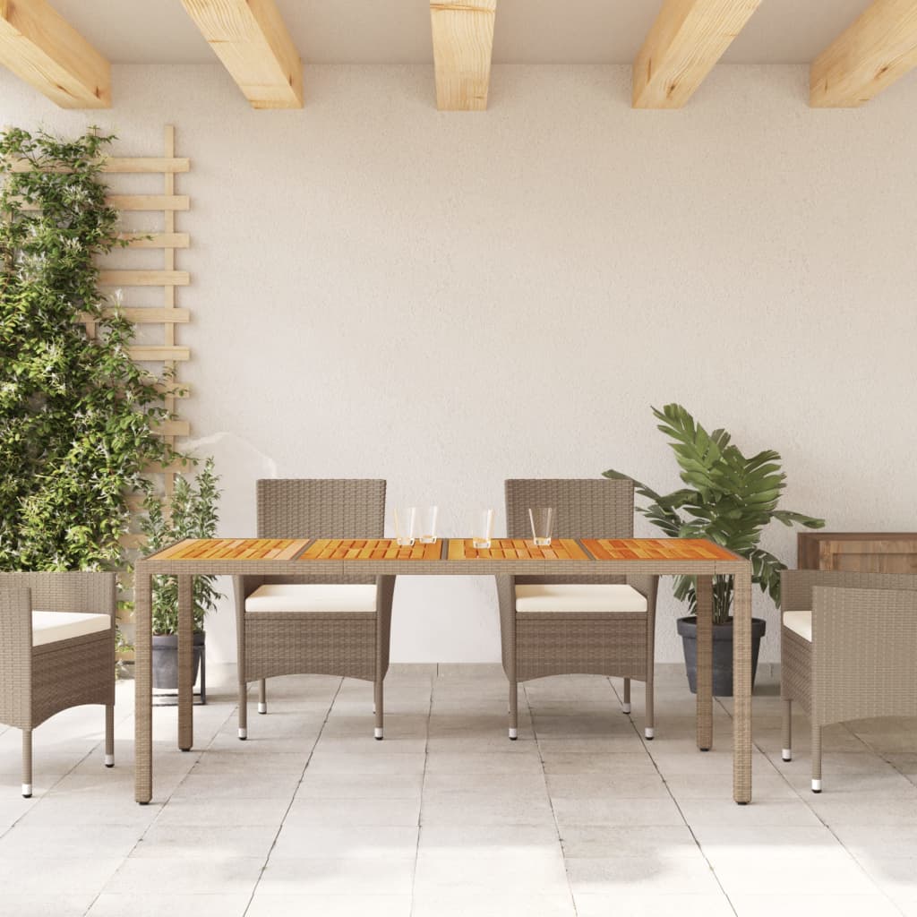 Garden Table 190X90X75 Cm Poly Rattan Acacia Wood