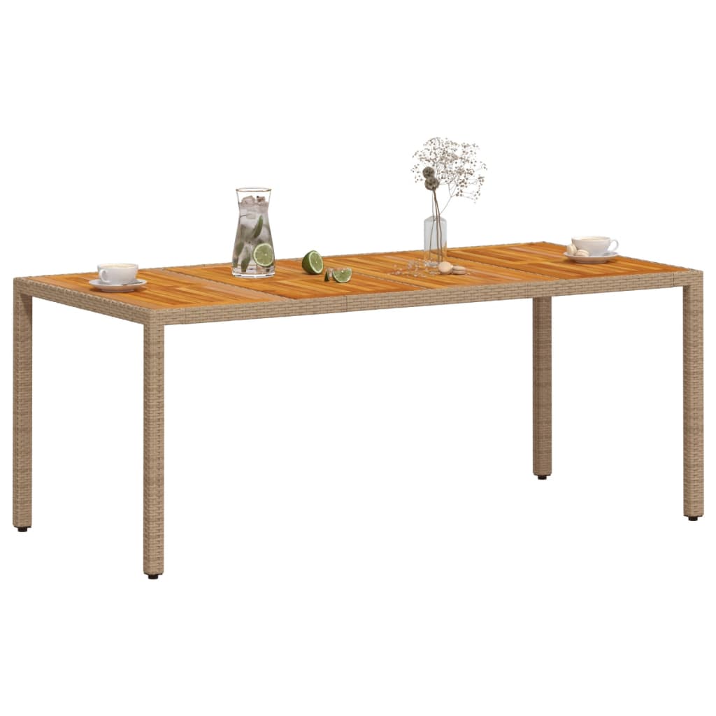 Garden Table 190X90X75 Cm Poly Rattan Acacia Wood