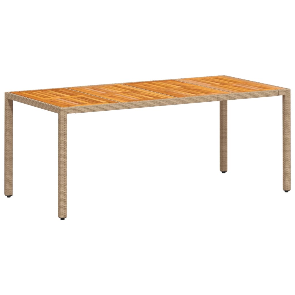 Garden Table 190X90X75 Cm Poly Rattan Acacia Wood
