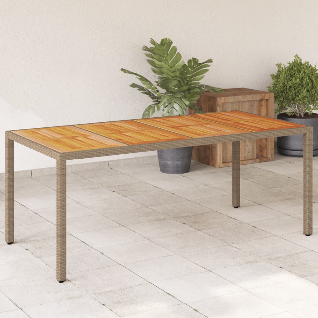 Garden Table 190X90X75 Cm Poly Rattan Acacia Wood