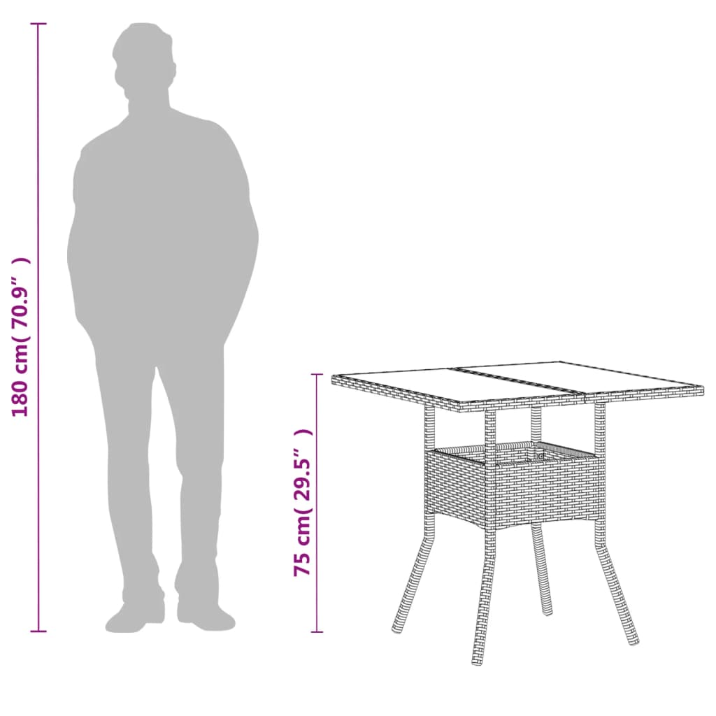 Garden Table With Top 80X80X75 Cm Poly Rattan