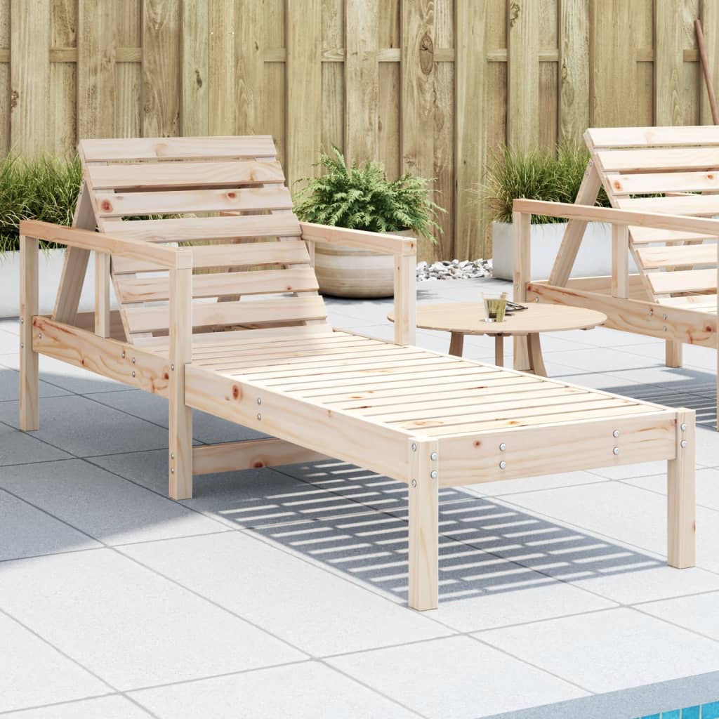 Sun Lounger 199.5X62X55 Cm Solid Wood Pine
