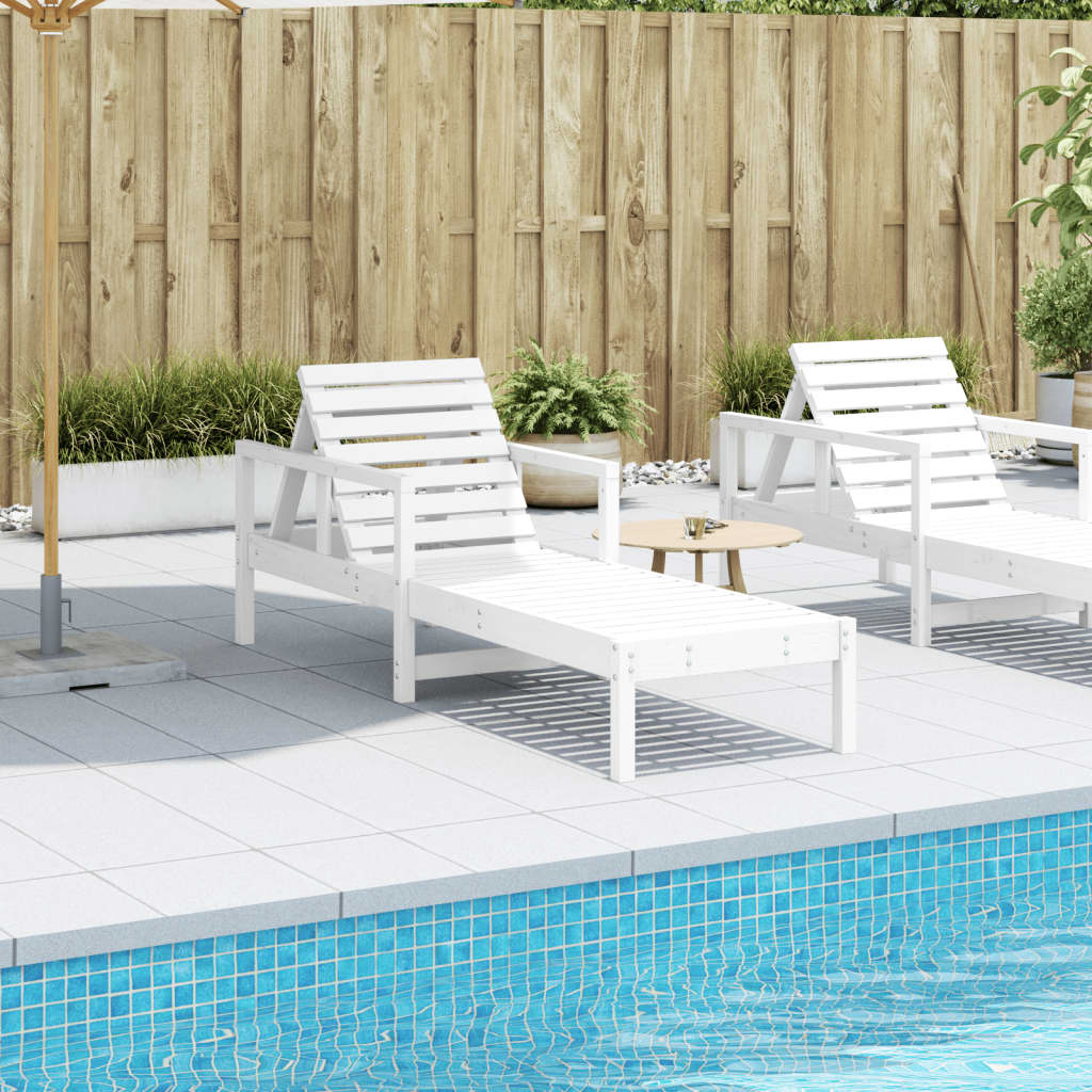 Sun Lounger 199.5X62X55 Cm Solid Wood Pine