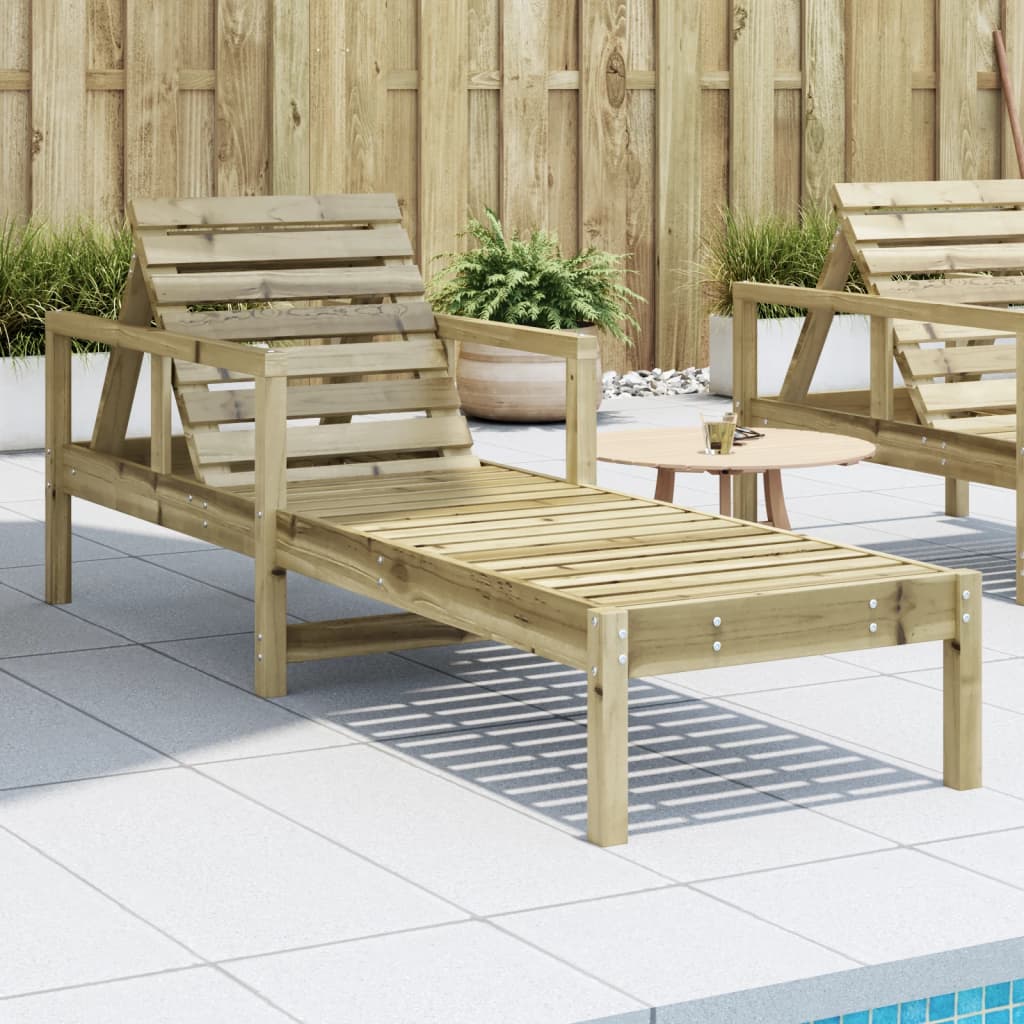 Sun Lounger 199.5X62X55 Cm Solid Wood Pine