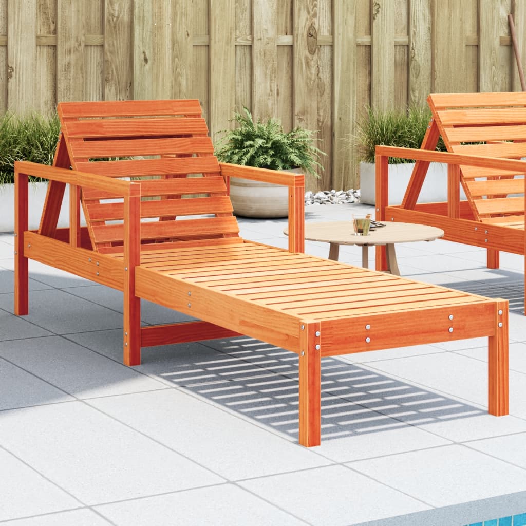 Sun Lounger 199.5X62X55 Cm Solid Wood Pine