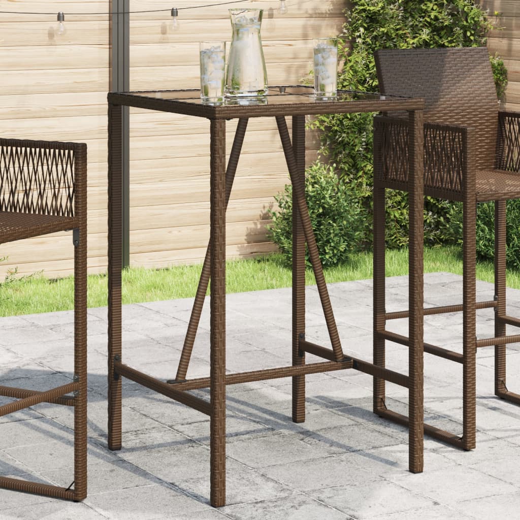 Bar Table With Glass Top Poly Rattan