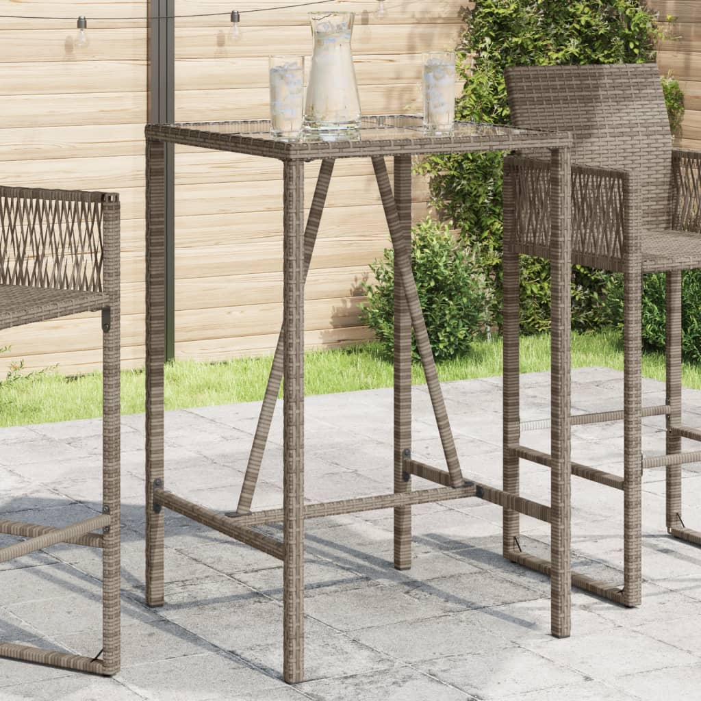 Bar Table With Glass Top Poly Rattan