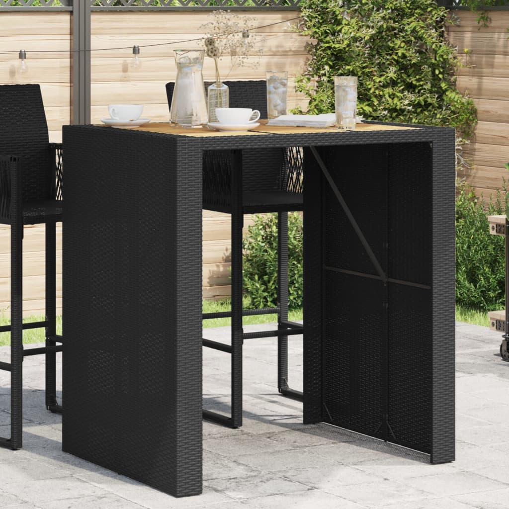 Garden Bar Table With Acacia Wood Top Poly Rattan