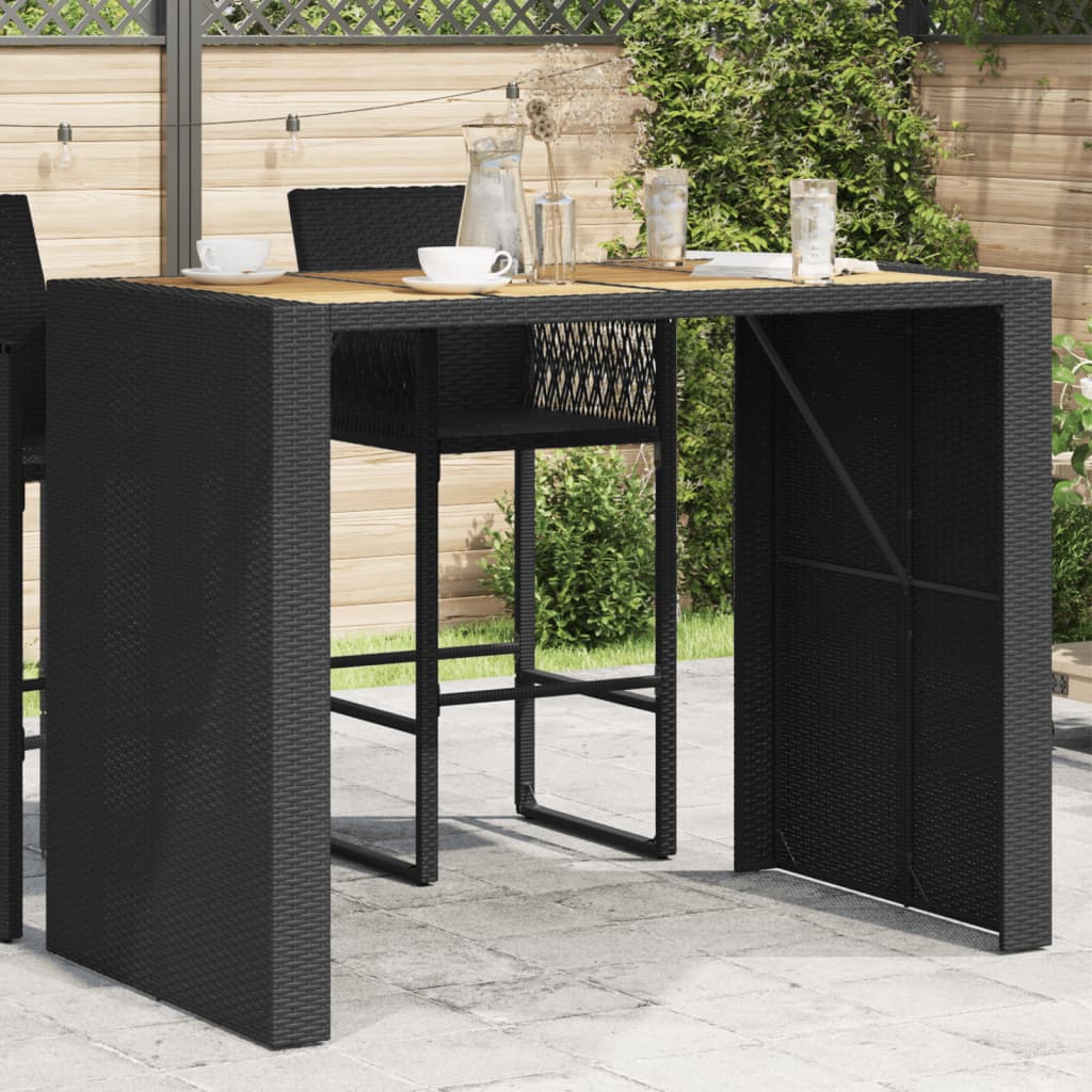 Garden Bar Table With Acacia Wood Top Poly Rattan