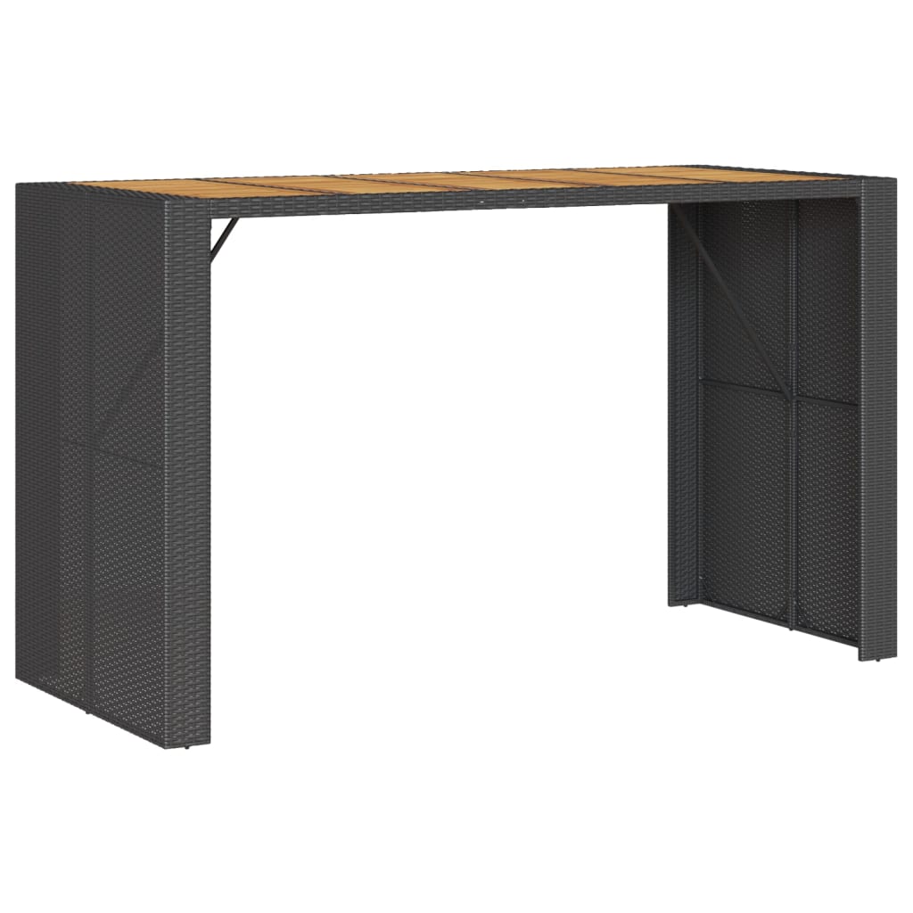 Garden Bar Table With Acacia Wood Top Poly Rattan