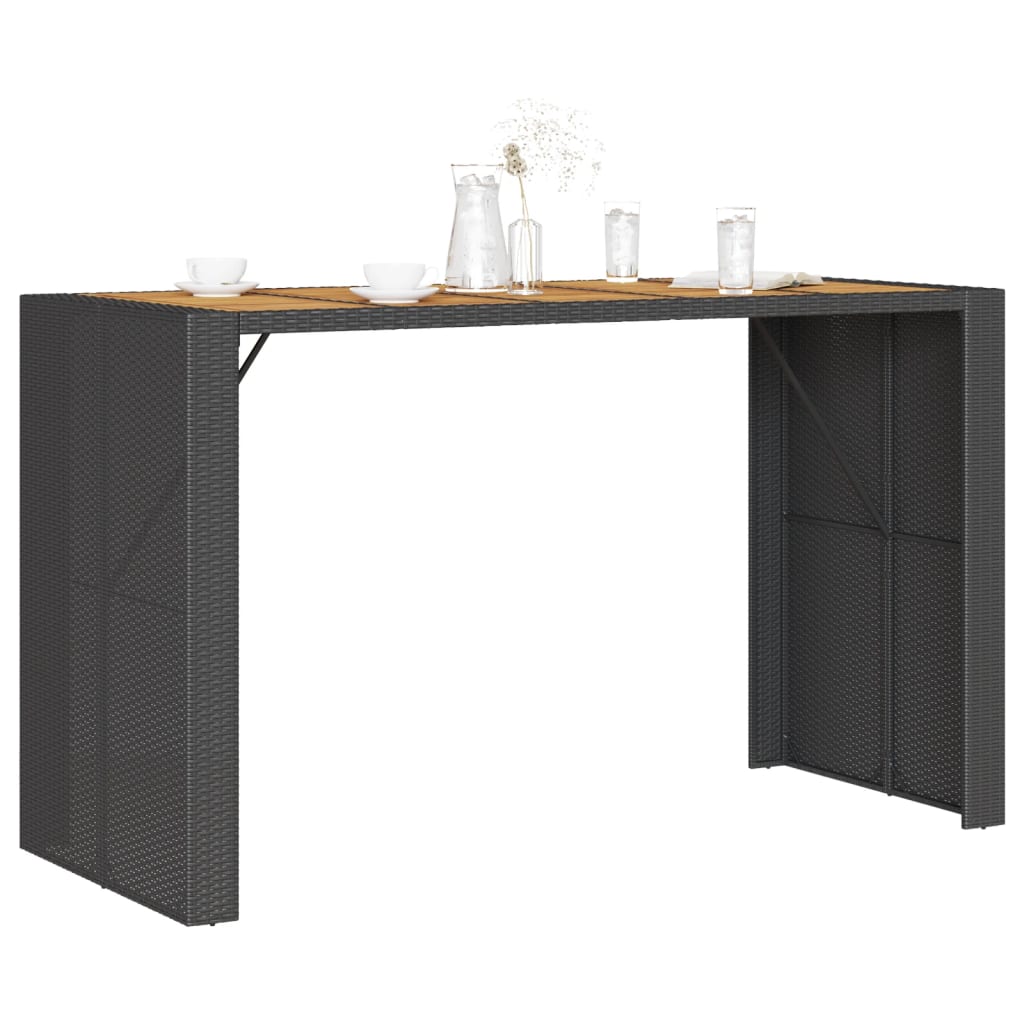 Garden Bar Table With Acacia Wood Top Poly Rattan