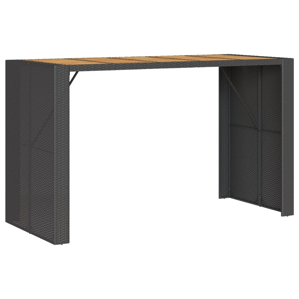 Garden Bar Table With Acacia Wood Top Poly Rattan