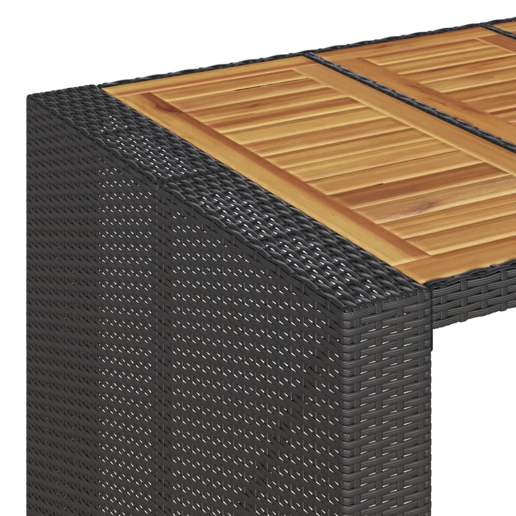 Garden Bar Table With Acacia Wood Top Poly Rattan