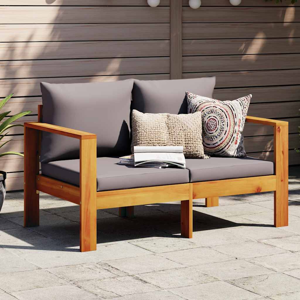 2 Piece Garden With Cushions Solid Wood Acacia