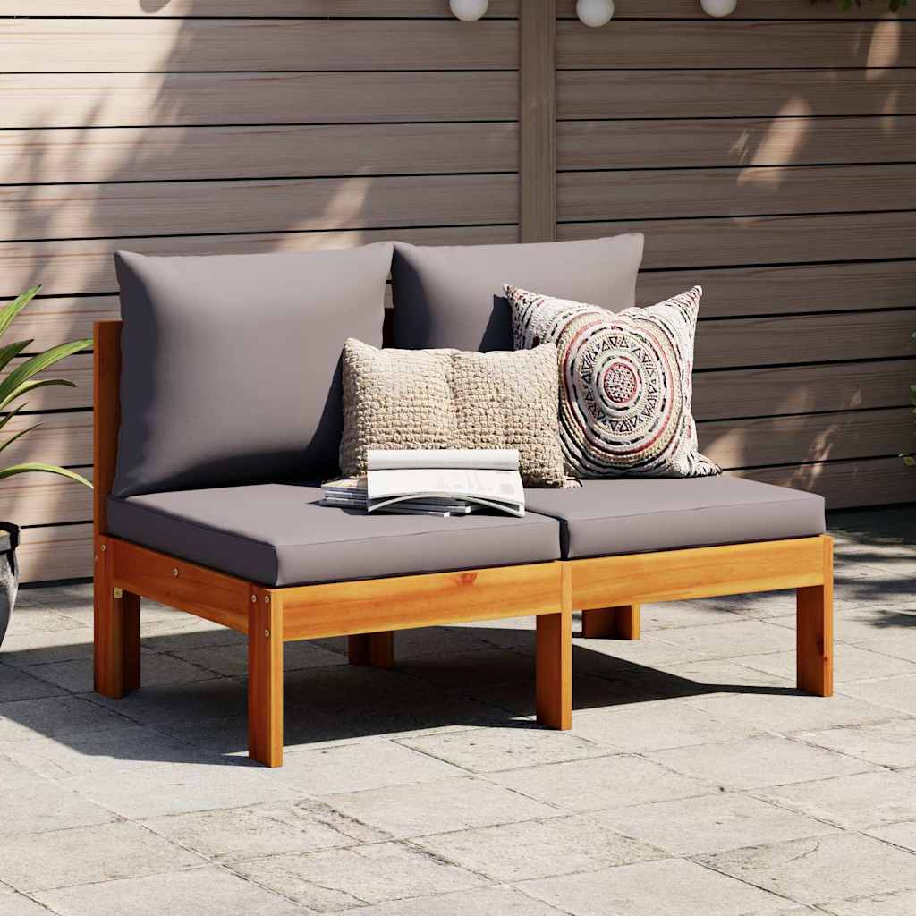 2 Piece Garden With Cushions Solid Wood Acacia