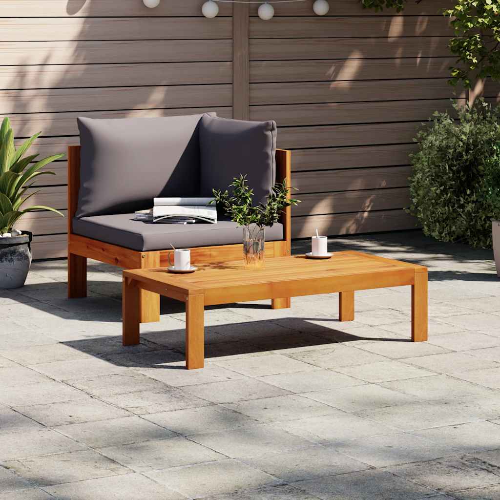 2 Piece Garden With Cushions Solid Wood Acacia