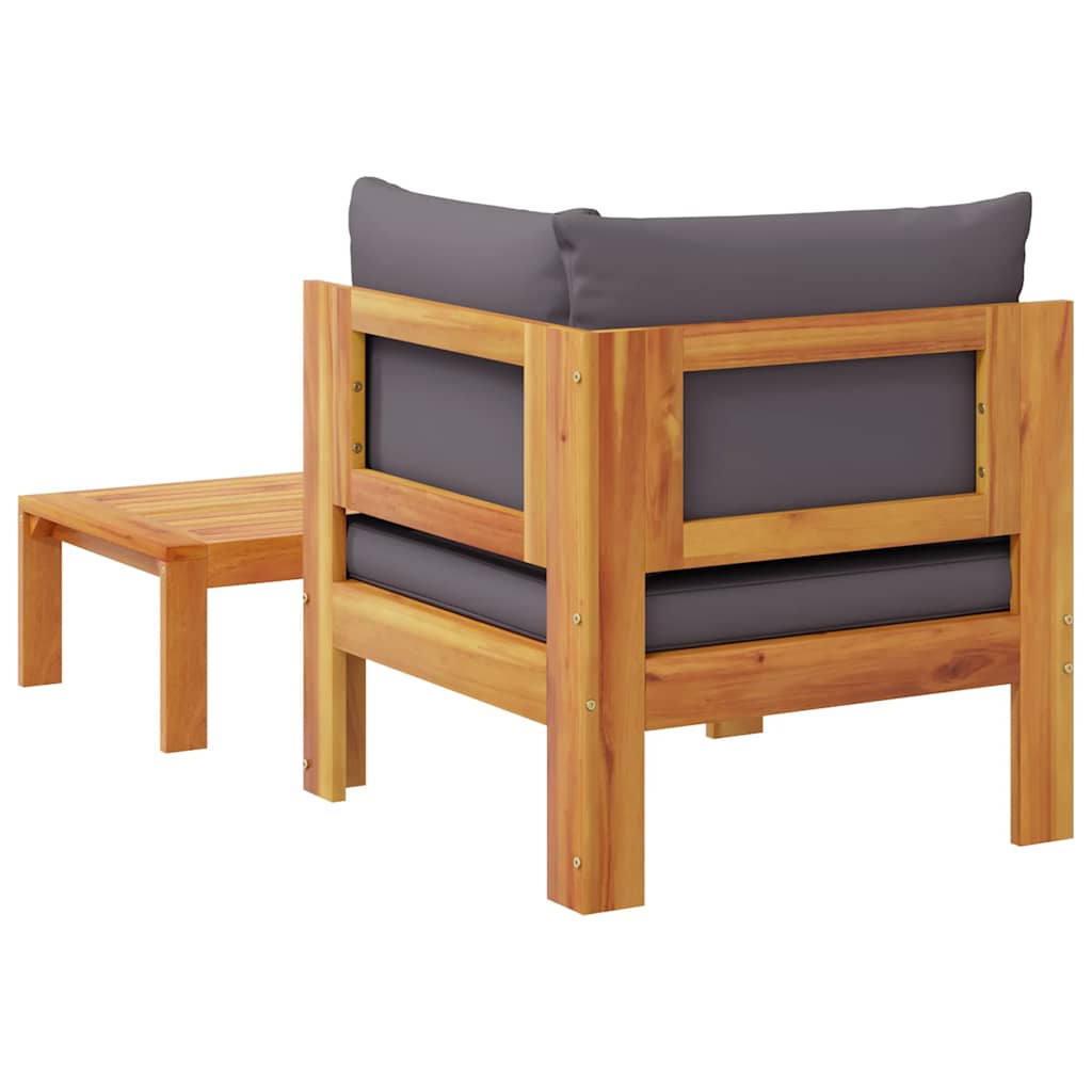2 Piece Garden With Cushions Solid Wood Acacia
