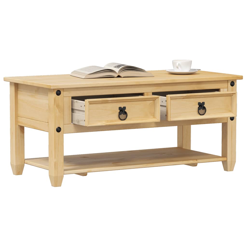 Coffee Table With Drawer 100 X 48 X 45 Cm Solid Pine Wood