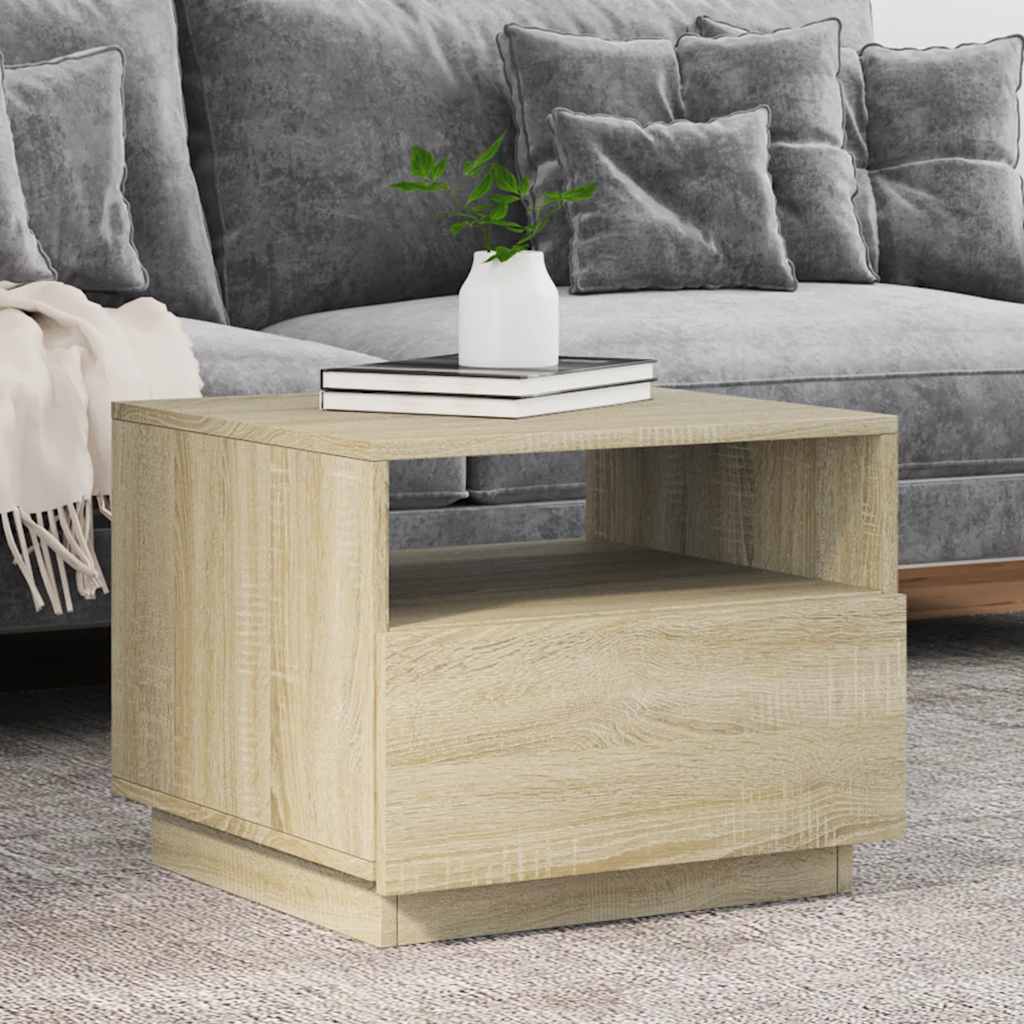 Coffee Table With Led Lights 50X49X40 Cm