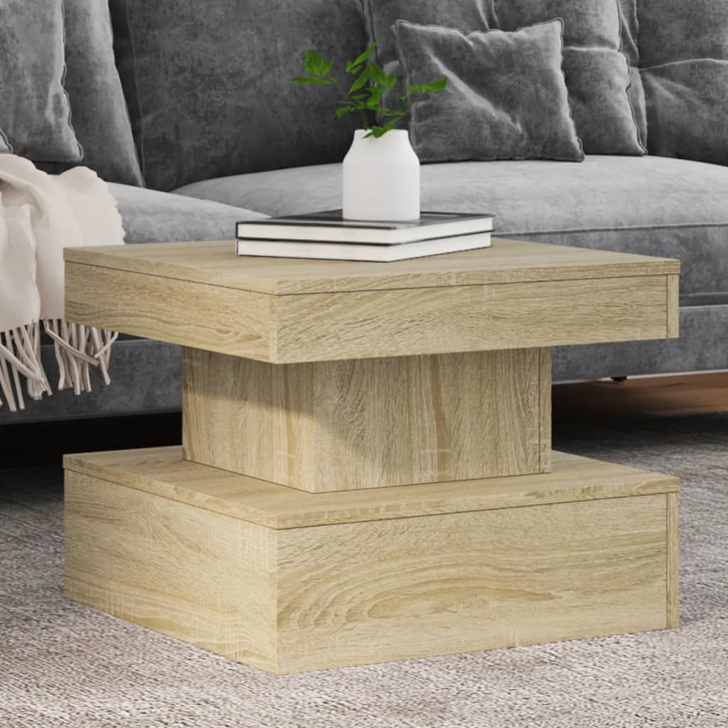 Coffee Table With Led Lights 90X50X40 Cm