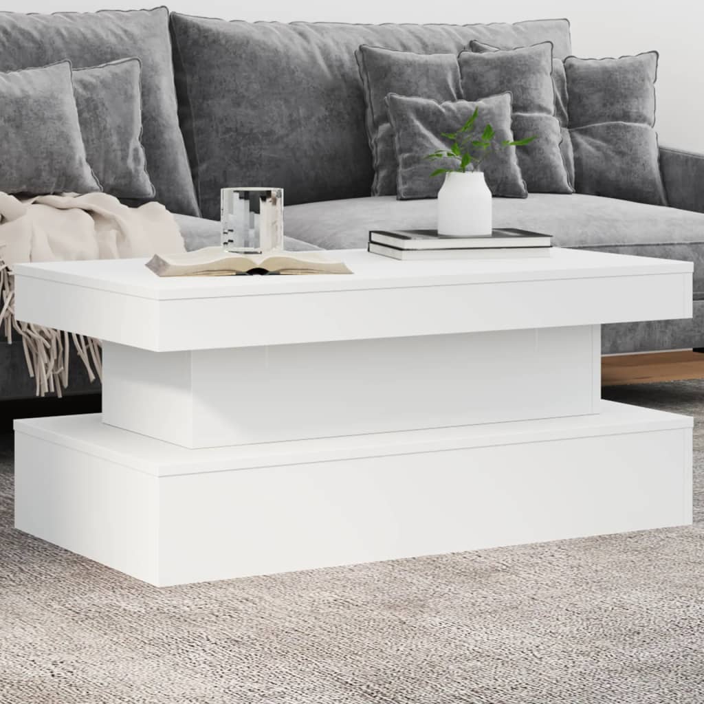 Coffee Table With Led Lights 90X50X40 Cm