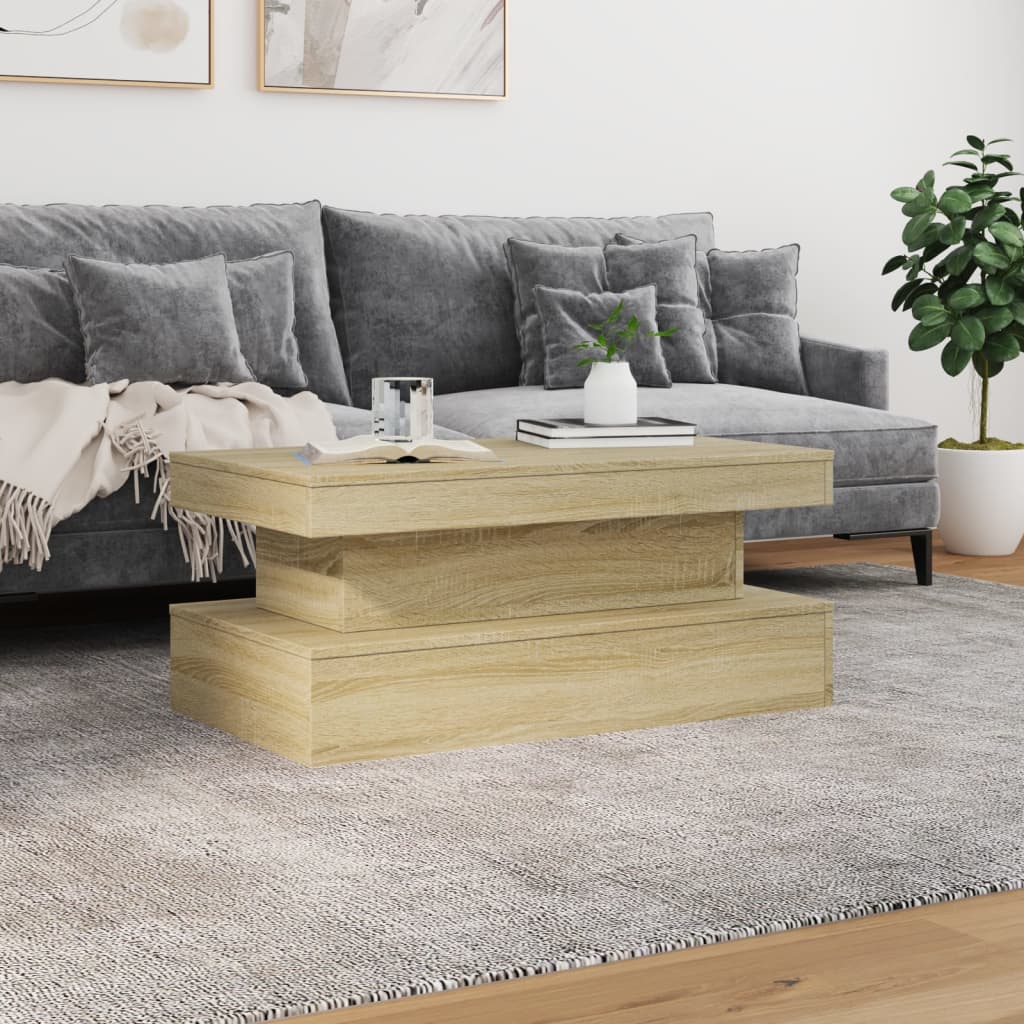 Coffee Table With Led Lights 90X50X40 Cm