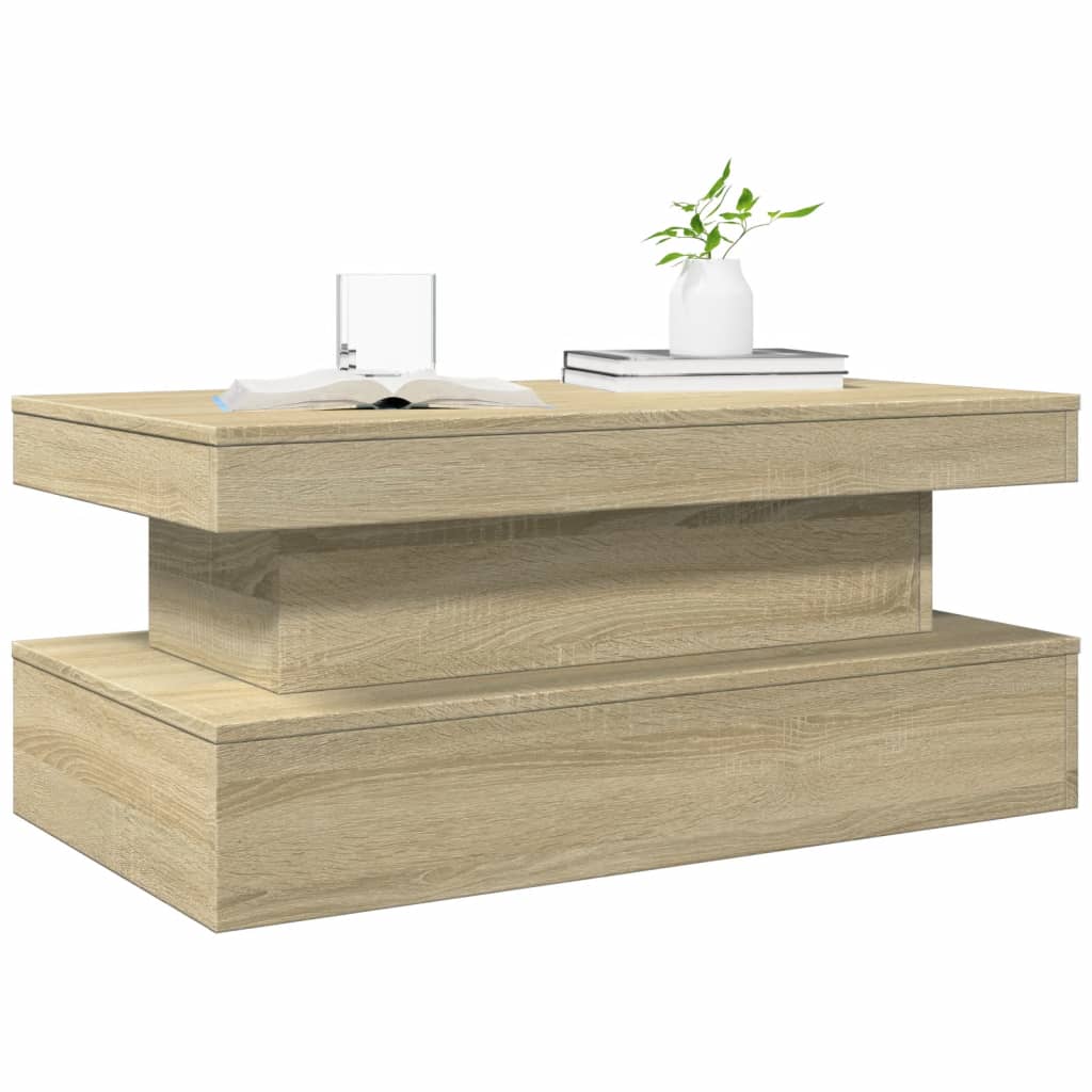 Coffee Table With Led Lights 90X50X40 Cm