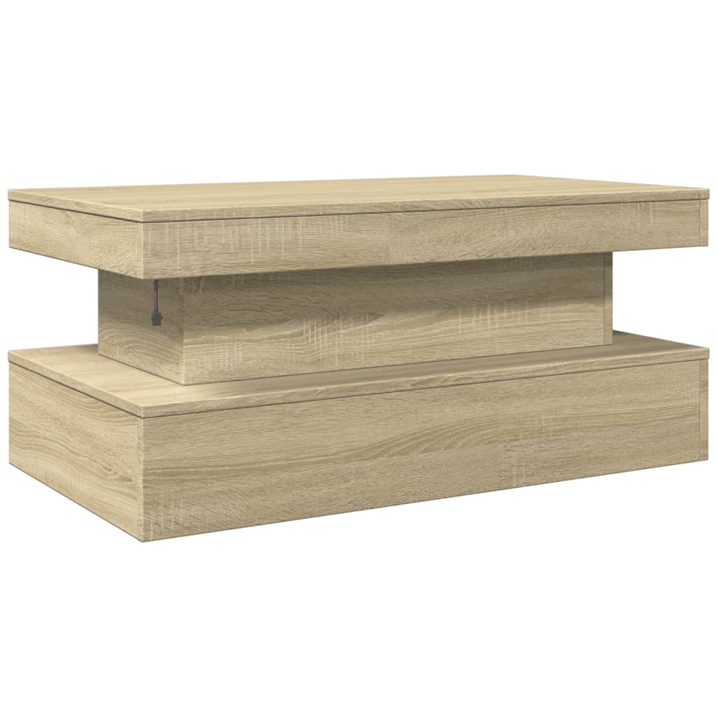 Coffee Table With Led Lights 90X50X40 Cm