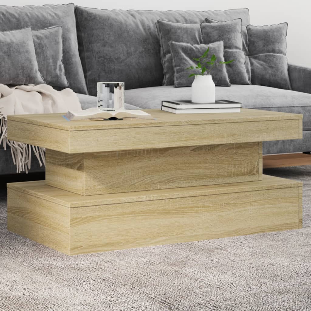 Coffee Table With Led Lights 90X50X40 Cm