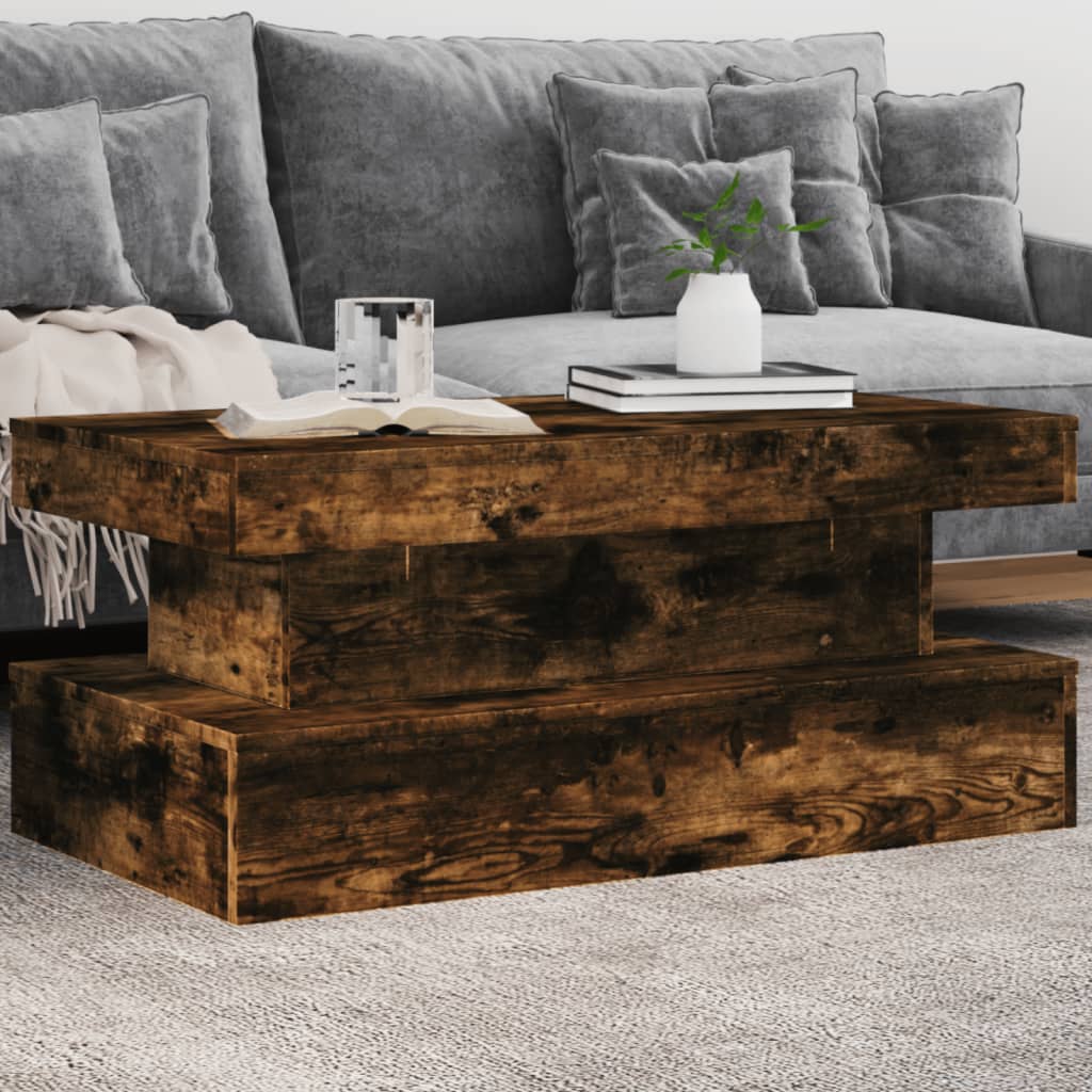 Coffee Table With Led Lights 90X50X40 Cm