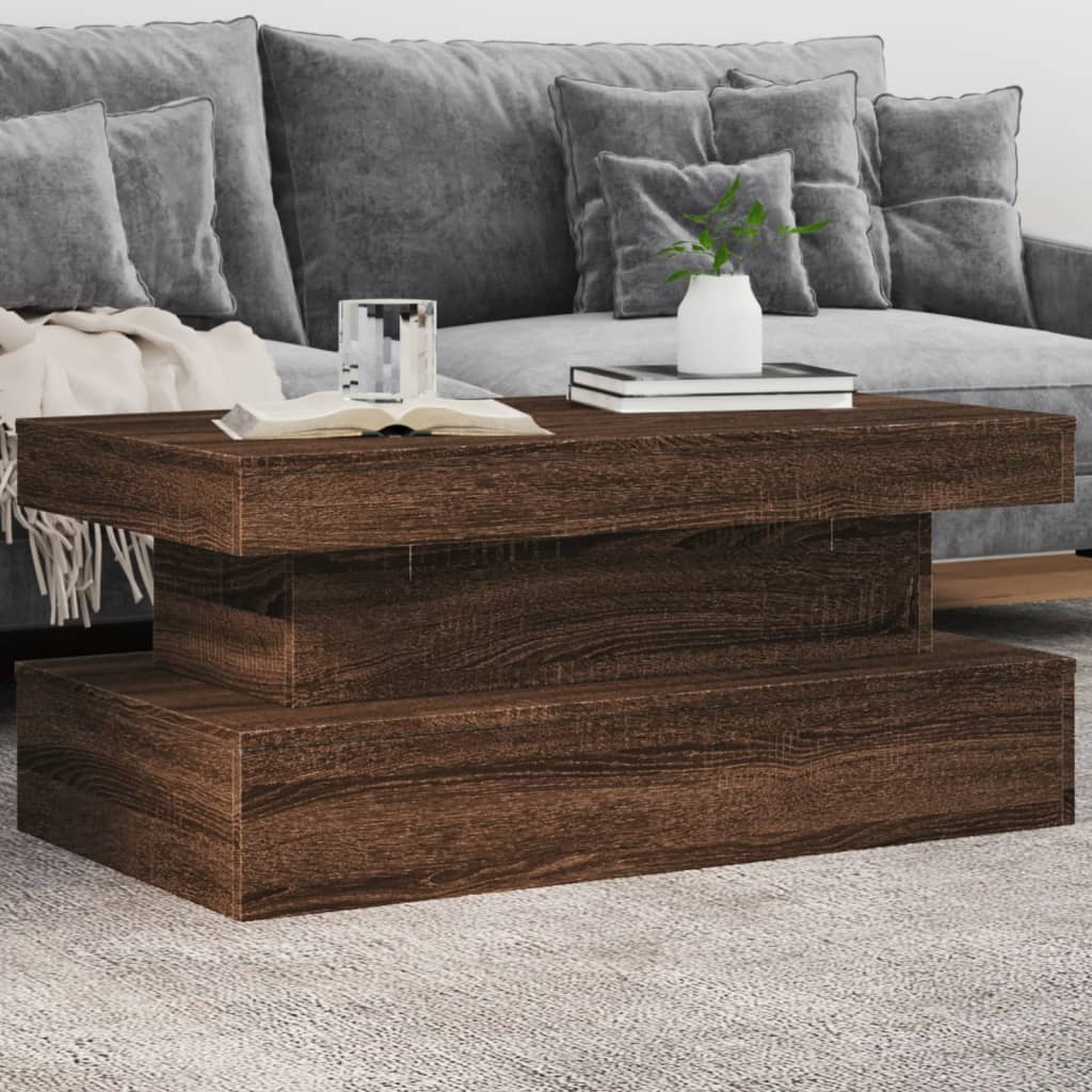 Coffee Table With Led Lights 90X50X40 Cm