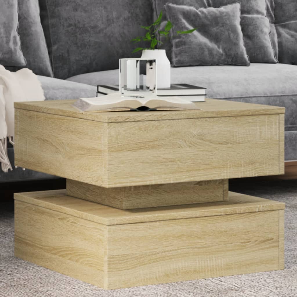 Coffee Table With Led Lights 90X50X40 Cm