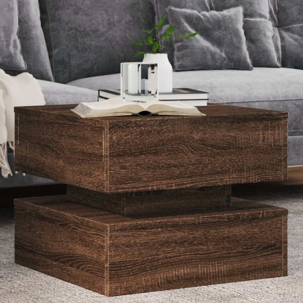Coffee Table With Led Lights 90X50X40 Cm