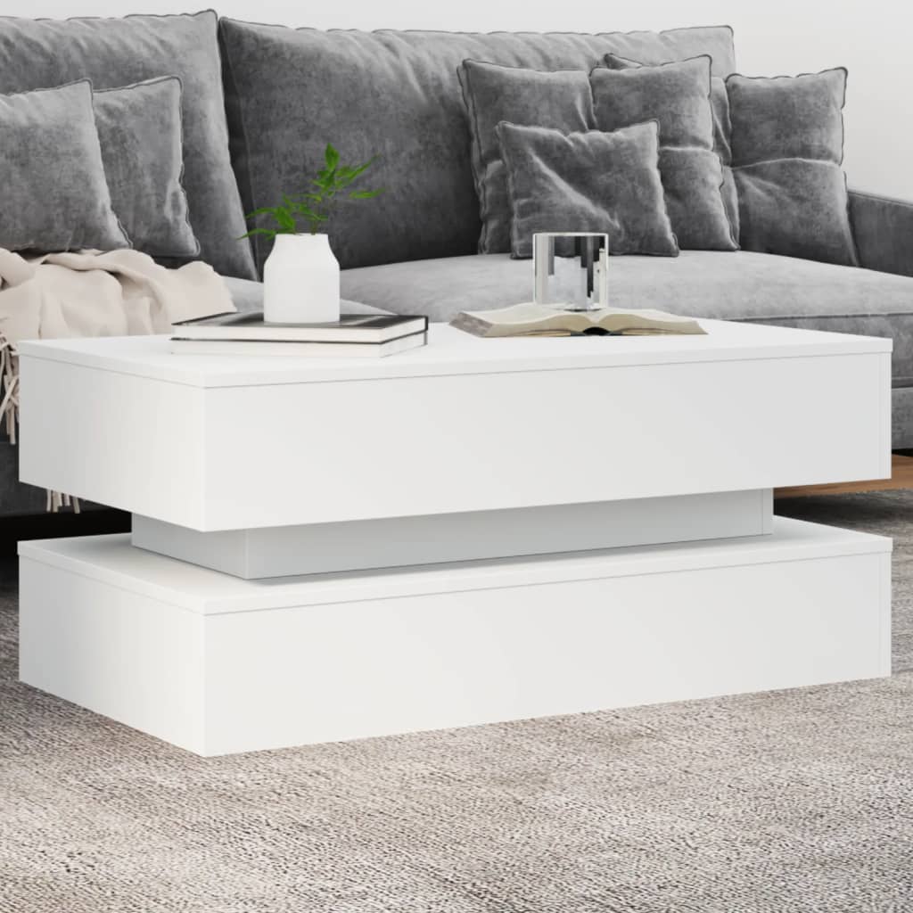 Coffee Table With Led Lights 90X50X40 Cm