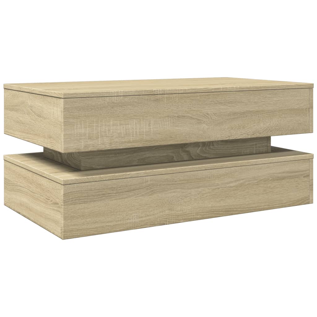 Coffee Table With Led Lights 90X50X40 Cm