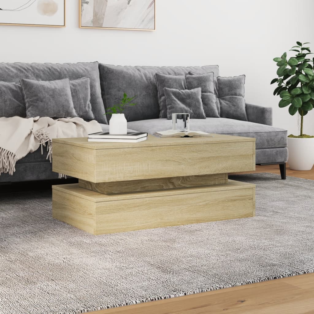 Coffee Table With Led Lights 90X50X40 Cm