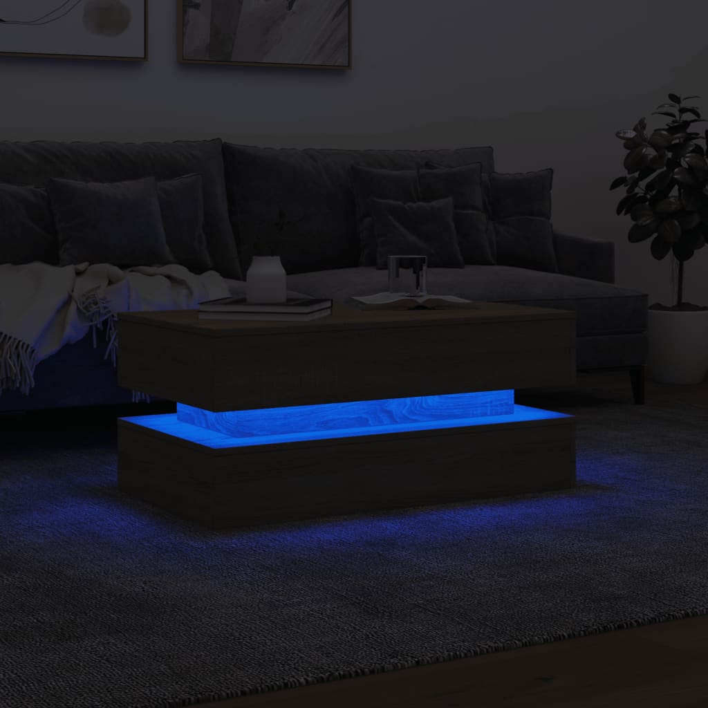 Coffee Table With Led Lights 90X50X40 Cm