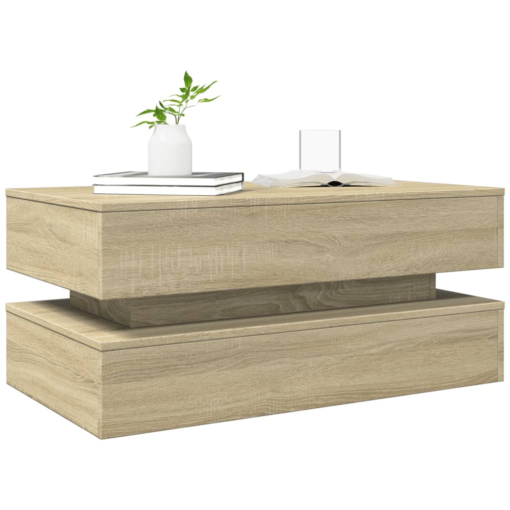 Coffee Table With Led Lights 90X50X40 Cm