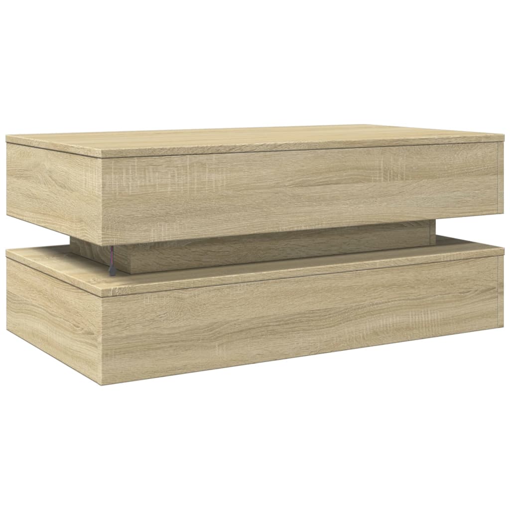 Coffee Table With Led Lights 90X50X40 Cm