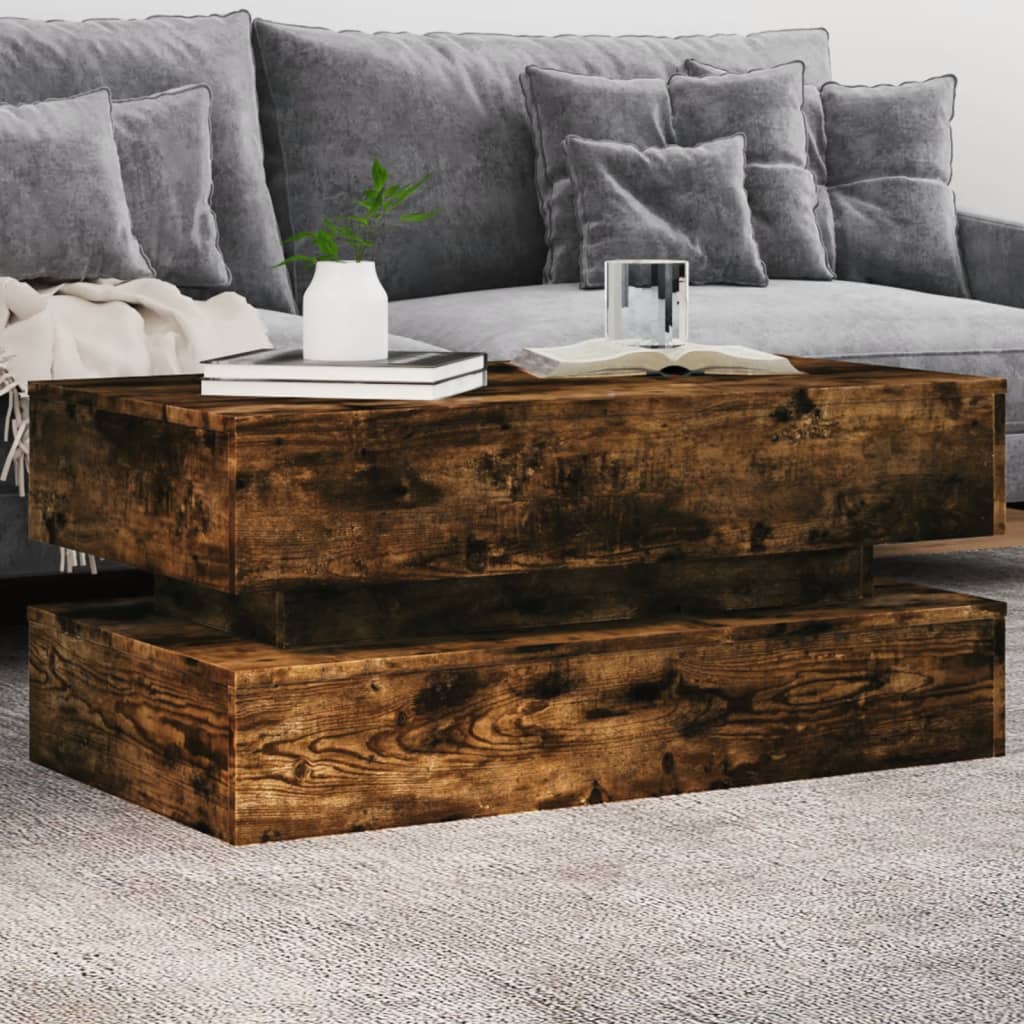 Coffee Table With Led Lights 90X50X40 Cm