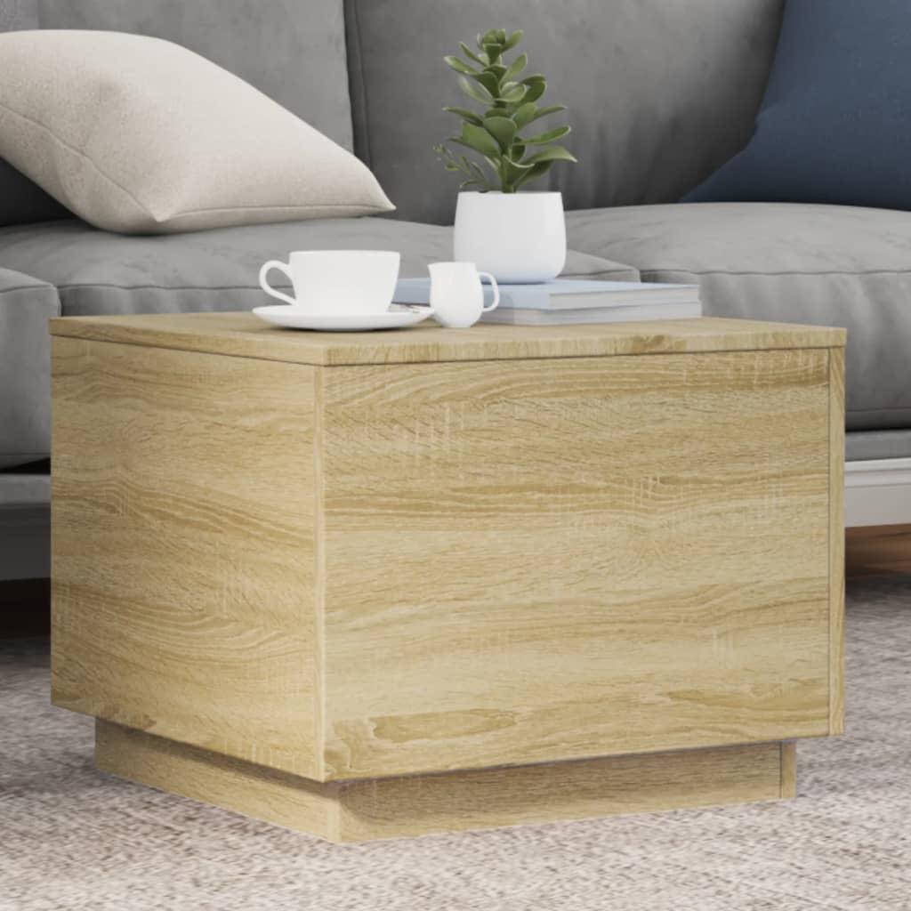 Coffee Table With Led Lights 90X50X40 Cm