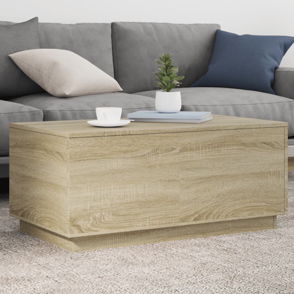 Coffee Table With Led Lights 90X50X40 Cm
