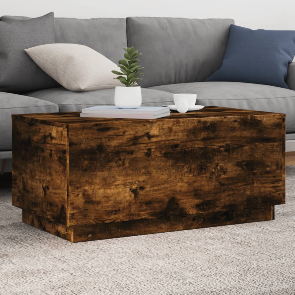 Coffee Table With Led Lights 90X50X40 Cm