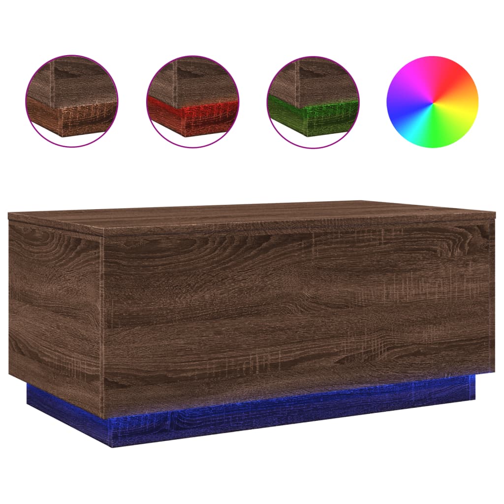 Coffee Table With Led Lights 90X50X40 Cm